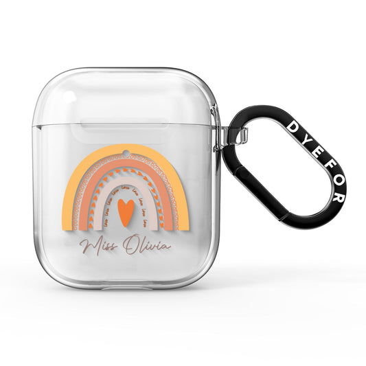 Personalised Teacher Neutral Rainbow AirPods Clear Case