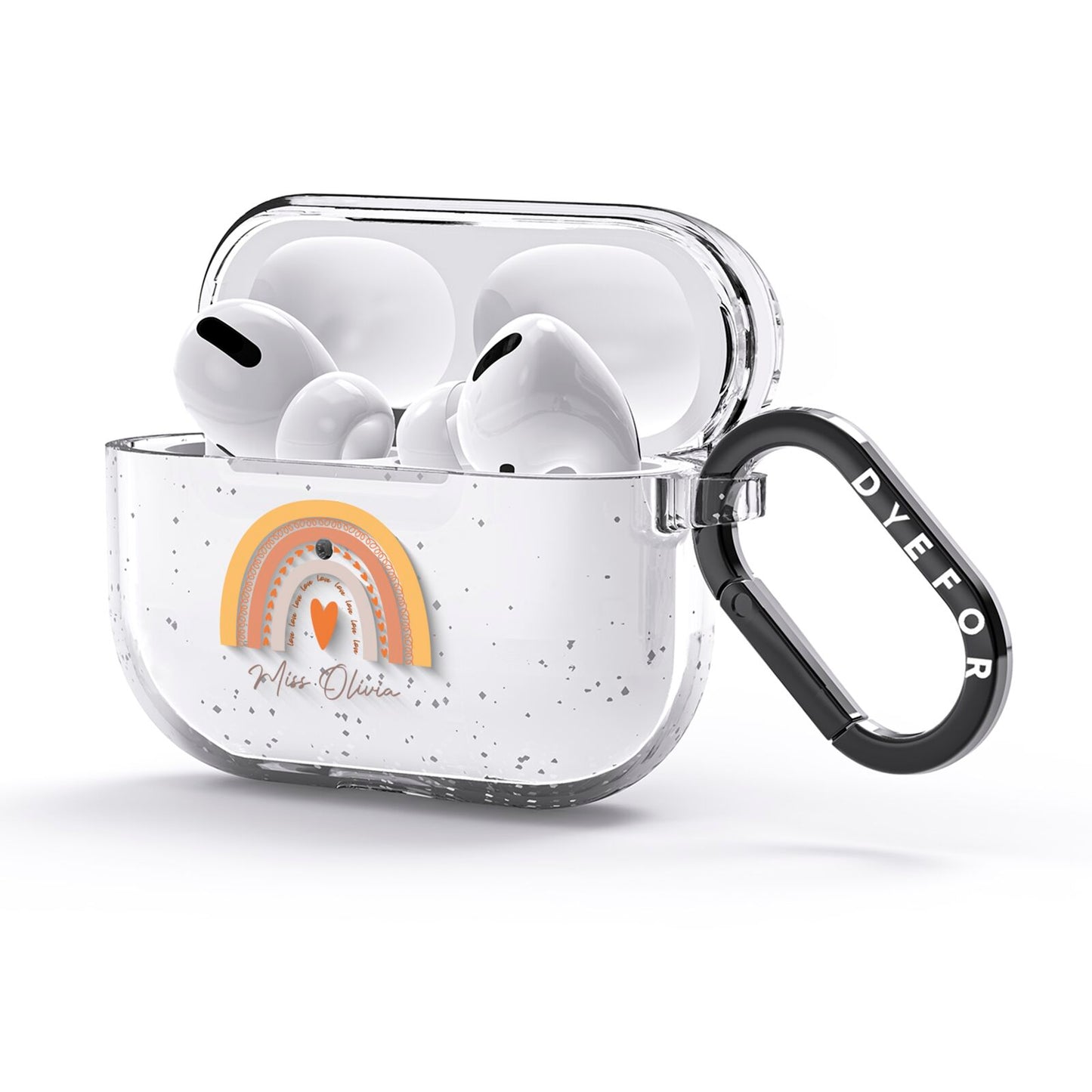 Personalised Teacher Neutral Rainbow AirPods Glitter Case 3rd Gen Side Image