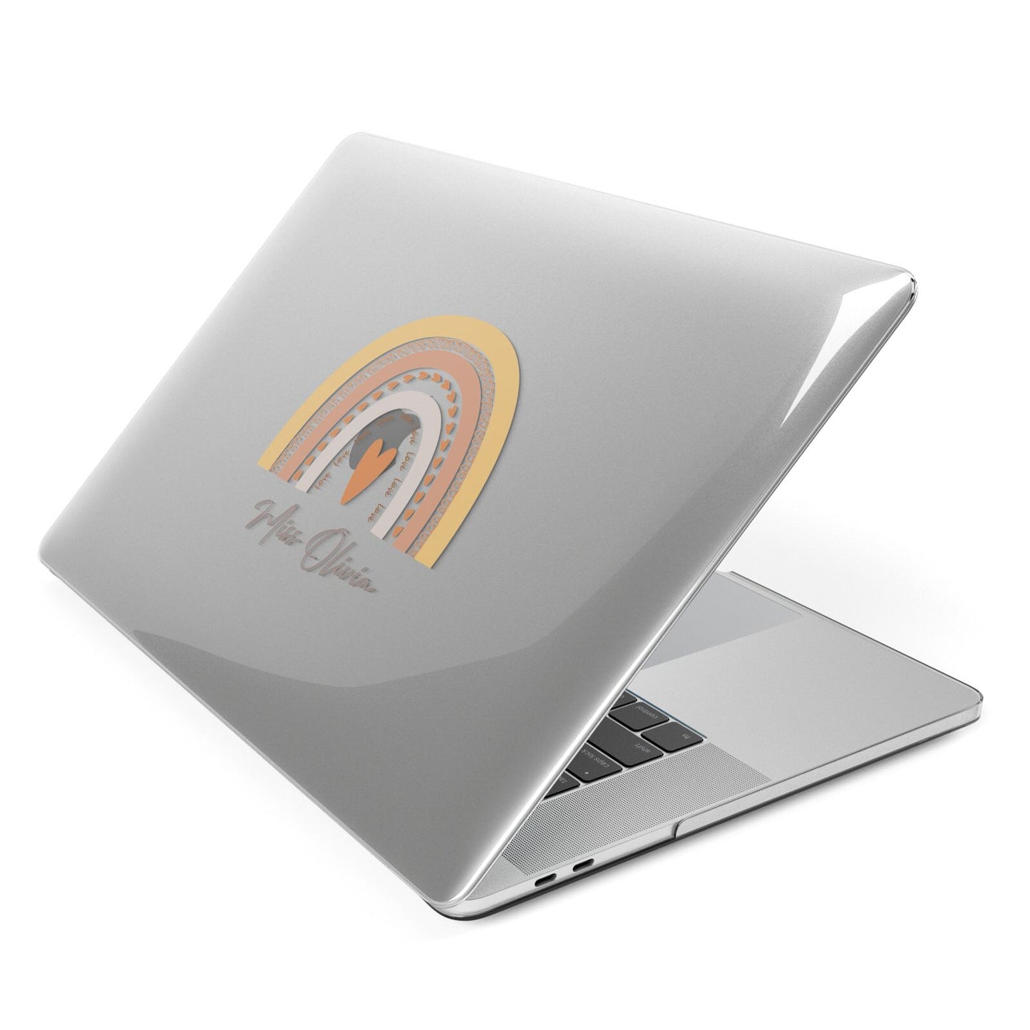 Personalised Teacher Neutral Rainbow Apple MacBook Case Side View