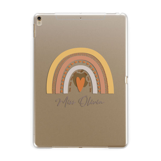 Personalised Teacher Neutral Rainbow Apple iPad Gold Case