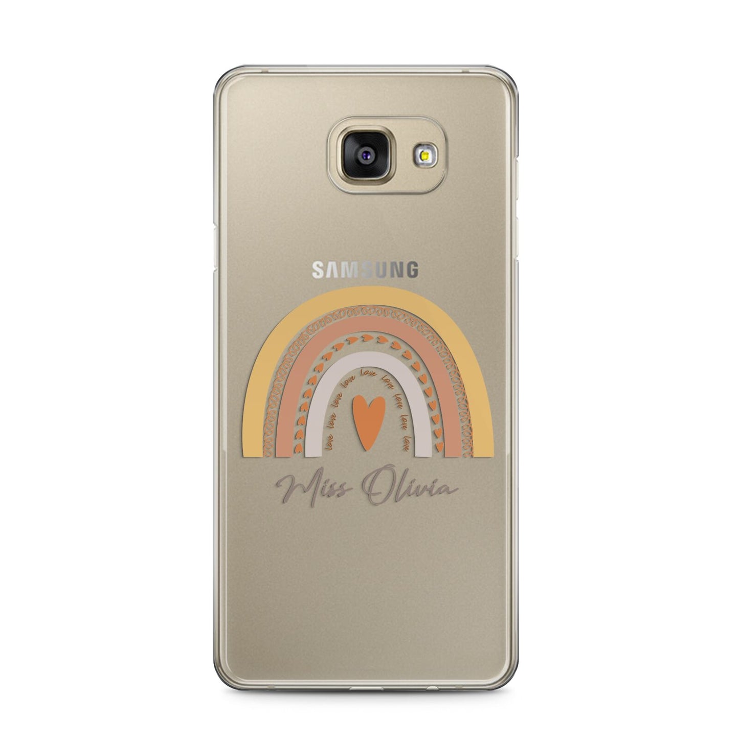 Personalised Teacher Neutral Rainbow Samsung Galaxy A5 2016 Case on gold phone