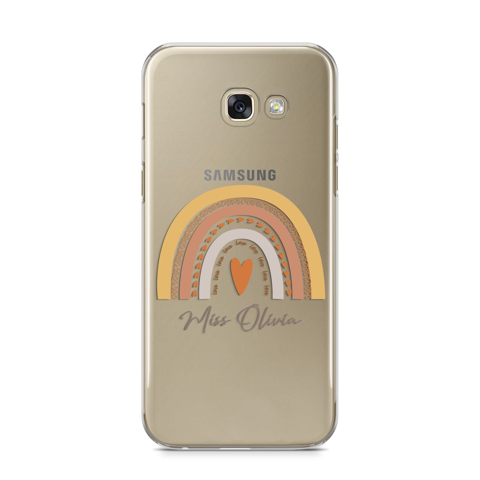 Personalised Teacher Neutral Rainbow Samsung Galaxy A5 2017 Case on gold phone