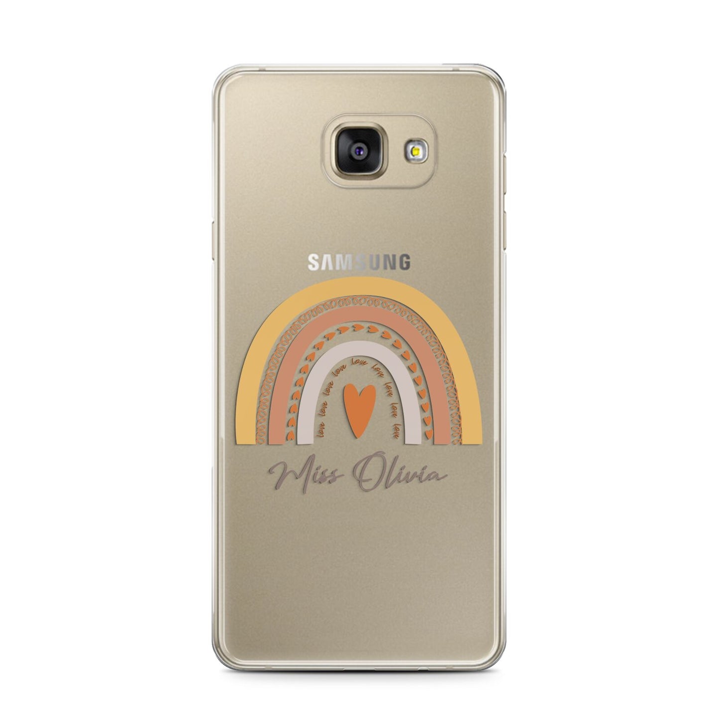 Personalised Teacher Neutral Rainbow Samsung Galaxy A7 2016 Case on gold phone