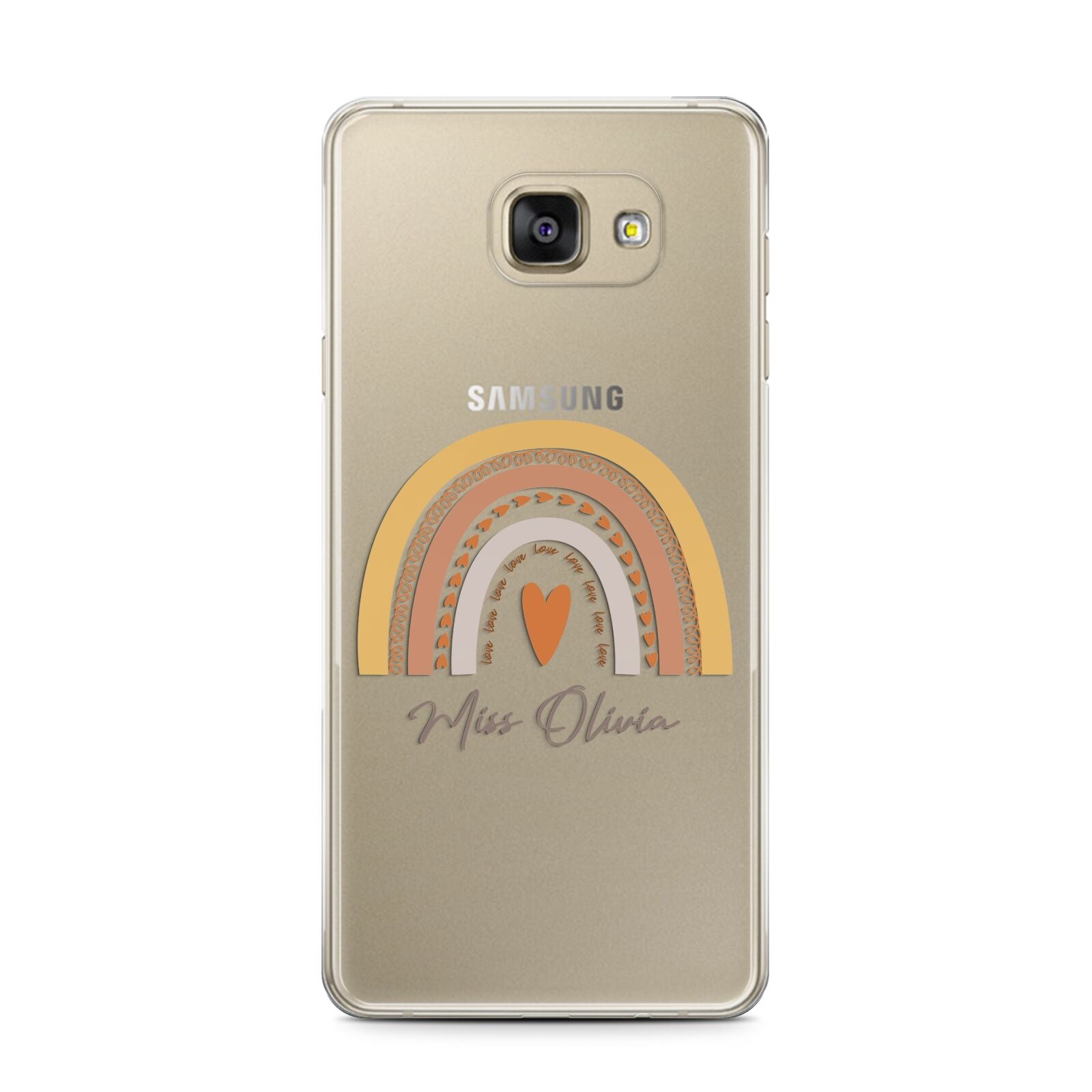 Personalised Teacher Neutral Rainbow Samsung Galaxy A7 2016 Case on gold phone