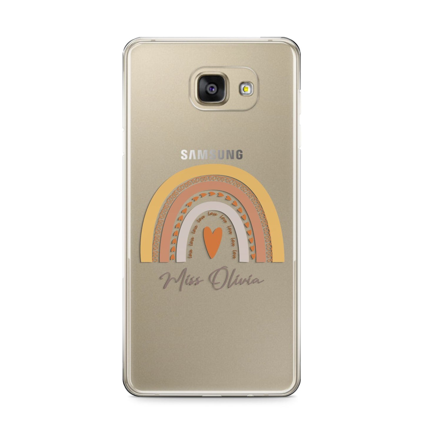 Personalised Teacher Neutral Rainbow Samsung Galaxy A9 2016 Case on gold phone