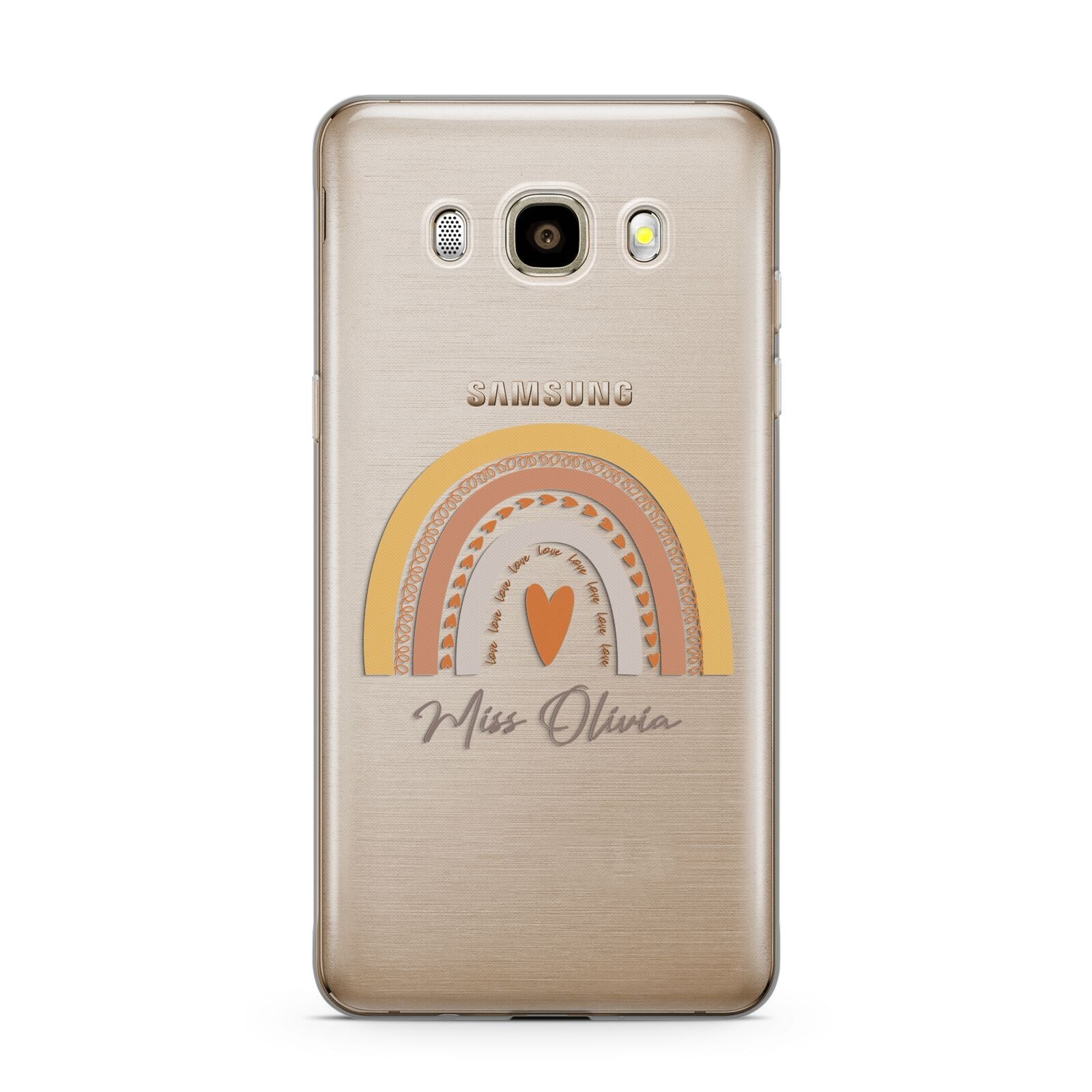 Personalised Teacher Neutral Rainbow Samsung Galaxy J7 2016 Case on gold phone