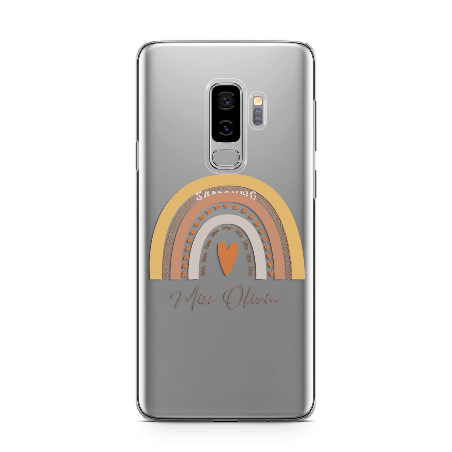 Personalised Teacher Neutral Rainbow Samsung Galaxy S9 Plus Case on Silver phone