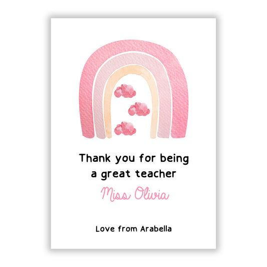 Personalised Teacher Thanks A5 Flat Greetings Card