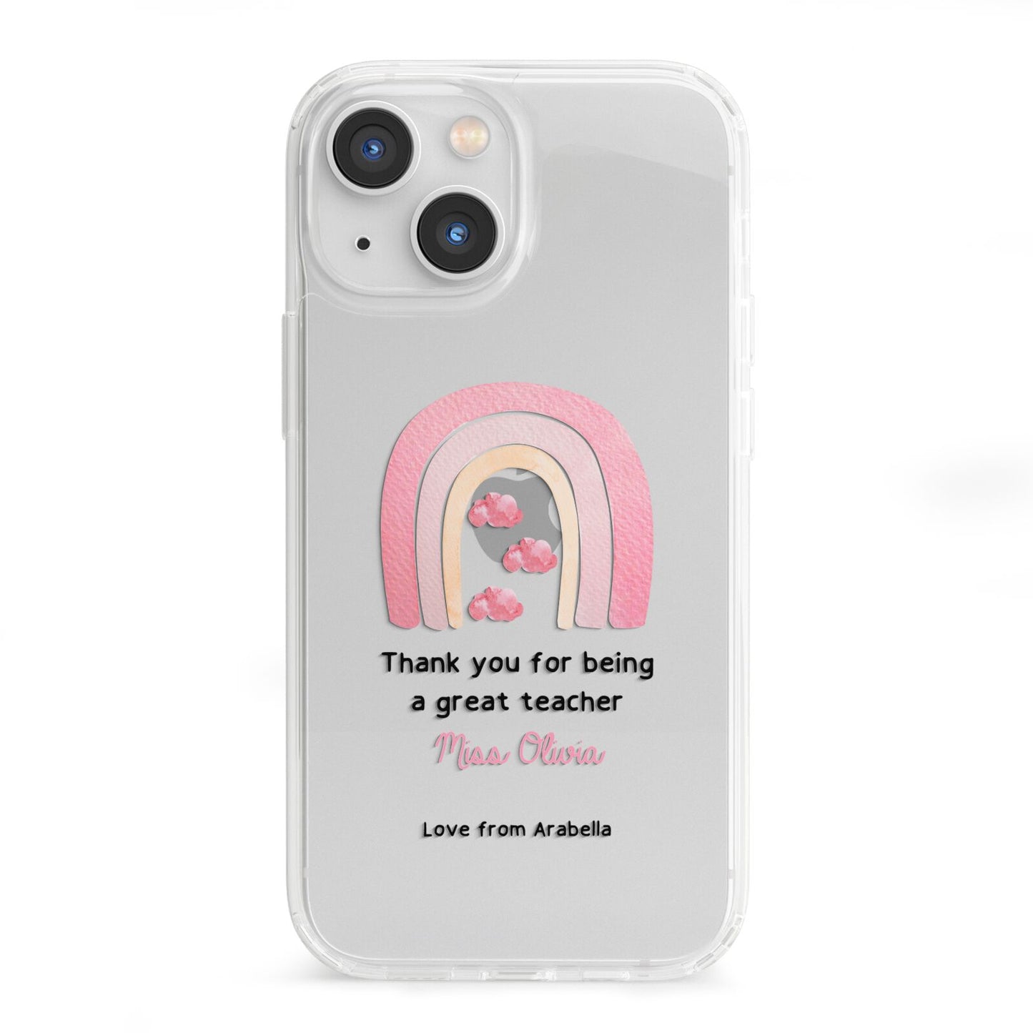 Personalised Teacher Thanks iPhone 13 Mini Clear Bumper Case