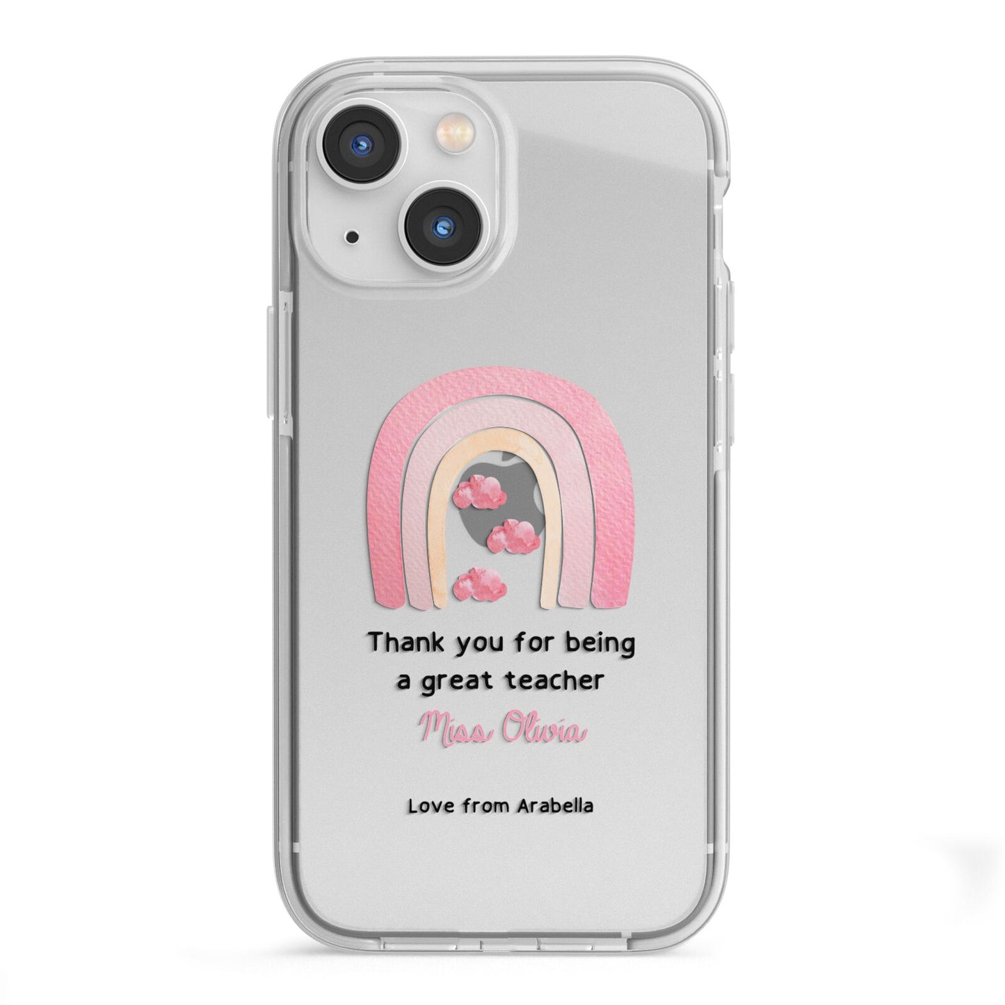 Personalised Teacher Thanks iPhone 13 Mini TPU Impact Case with White Edges