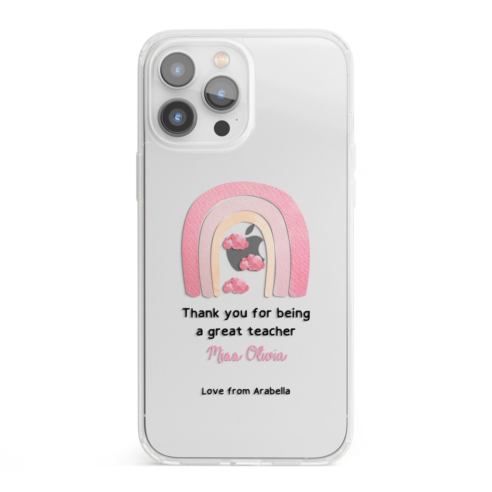 Personalised Teacher Thanks iPhone 13 Pro Max Clear Bumper Case