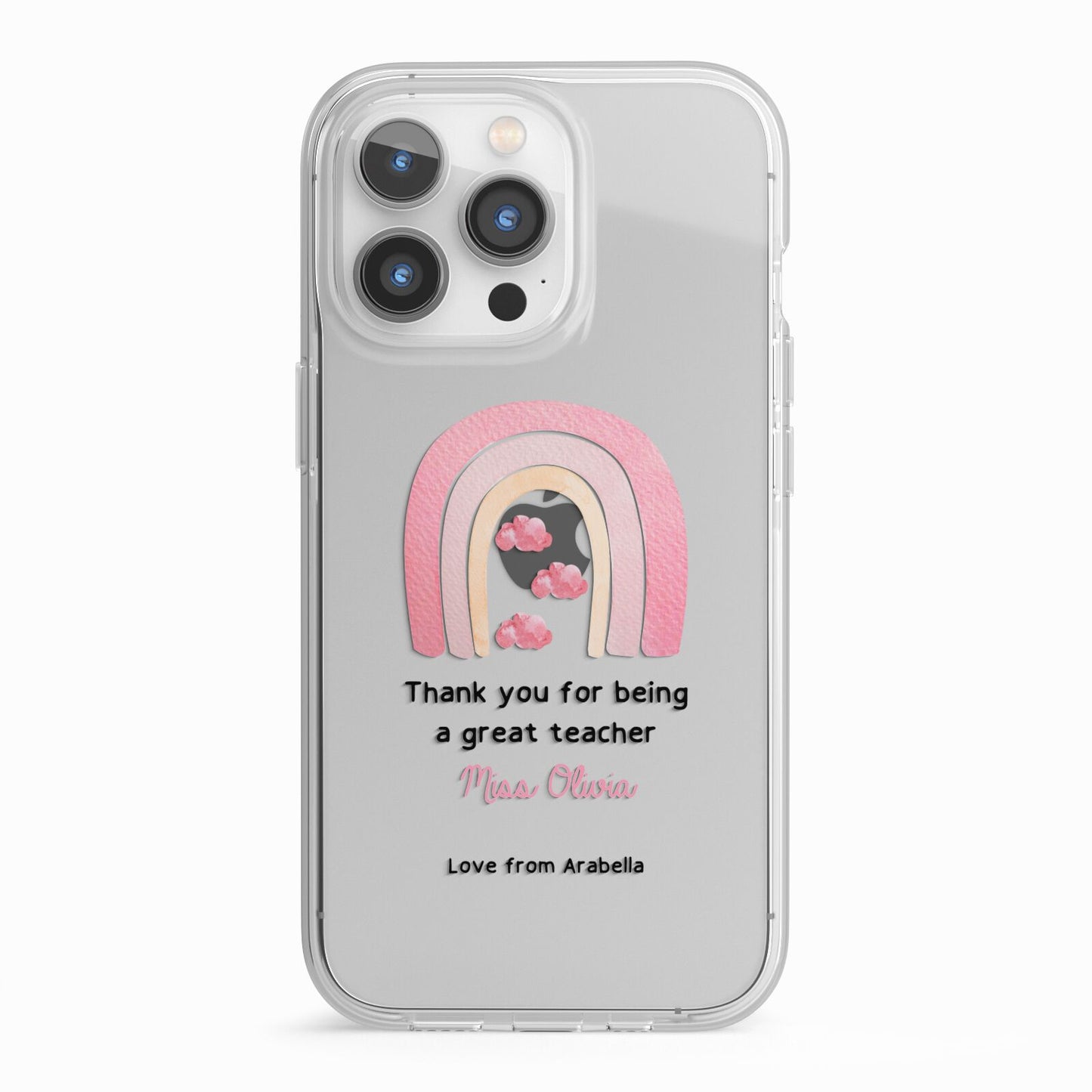 Personalised Teacher Thanks iPhone 13 Pro TPU Impact Case with White Edges