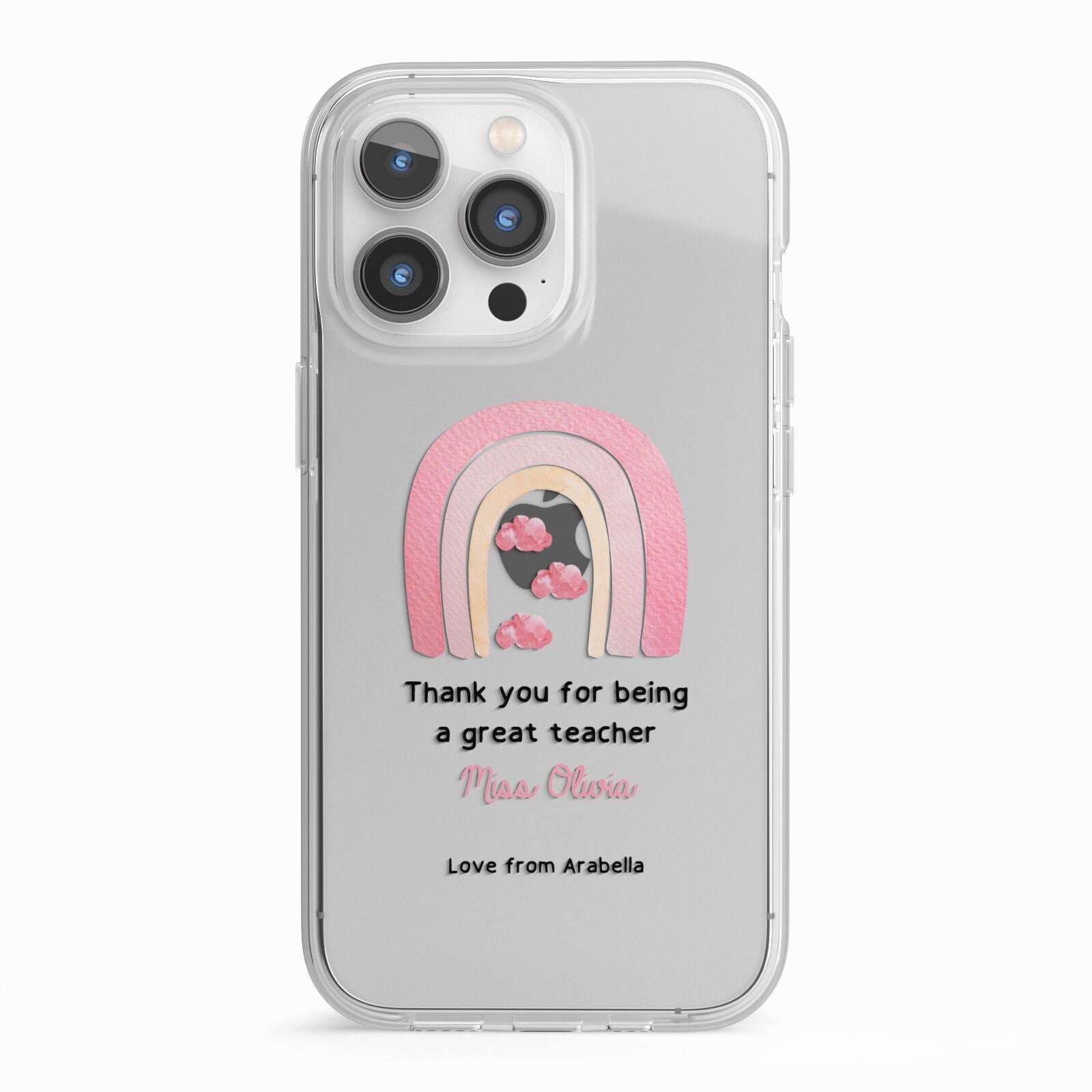 Personalised Teacher Thanks iPhone 13 Pro TPU Impact Case with White Edges