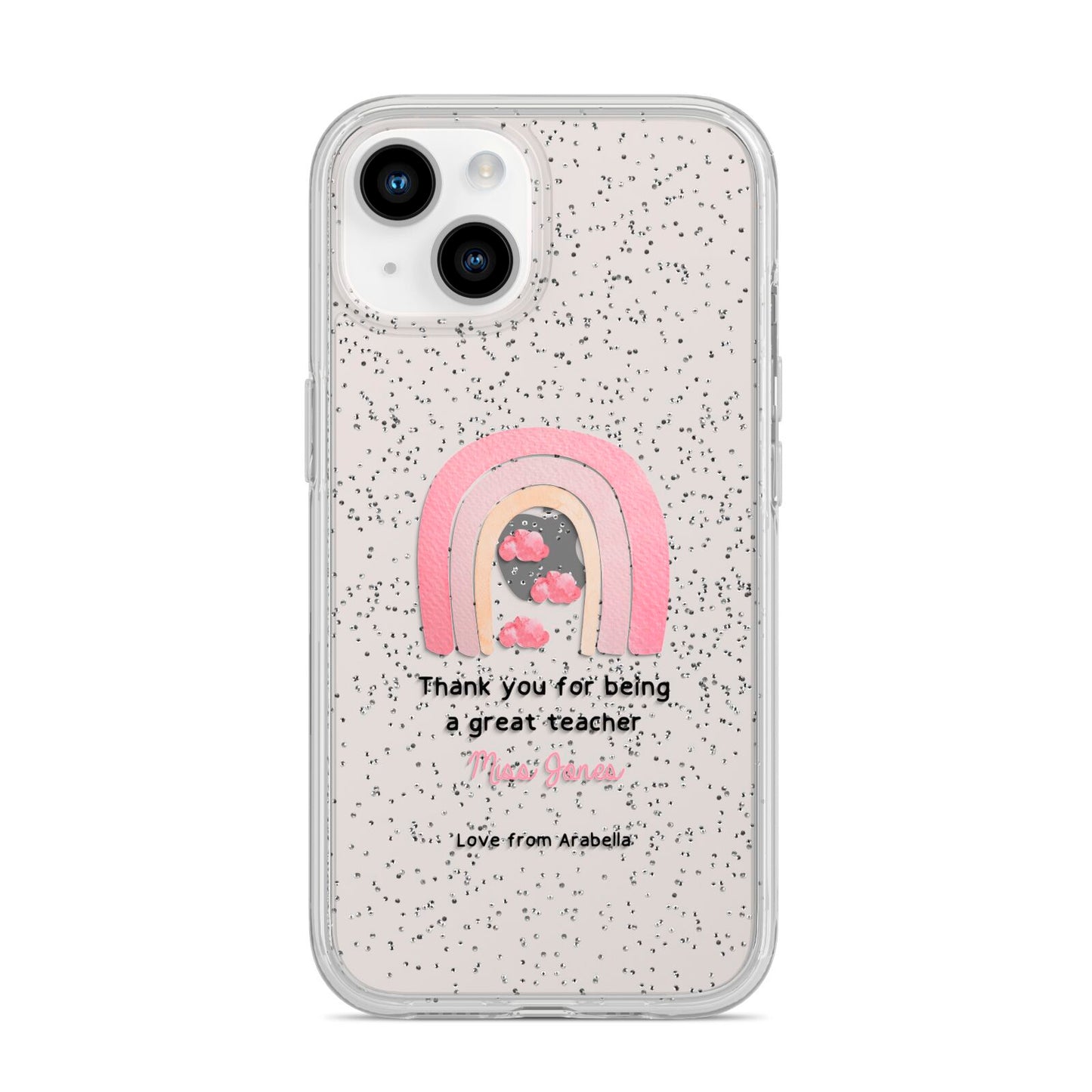 Personalised Teacher Thanks iPhone 14 Glitter Tough Case Starlight