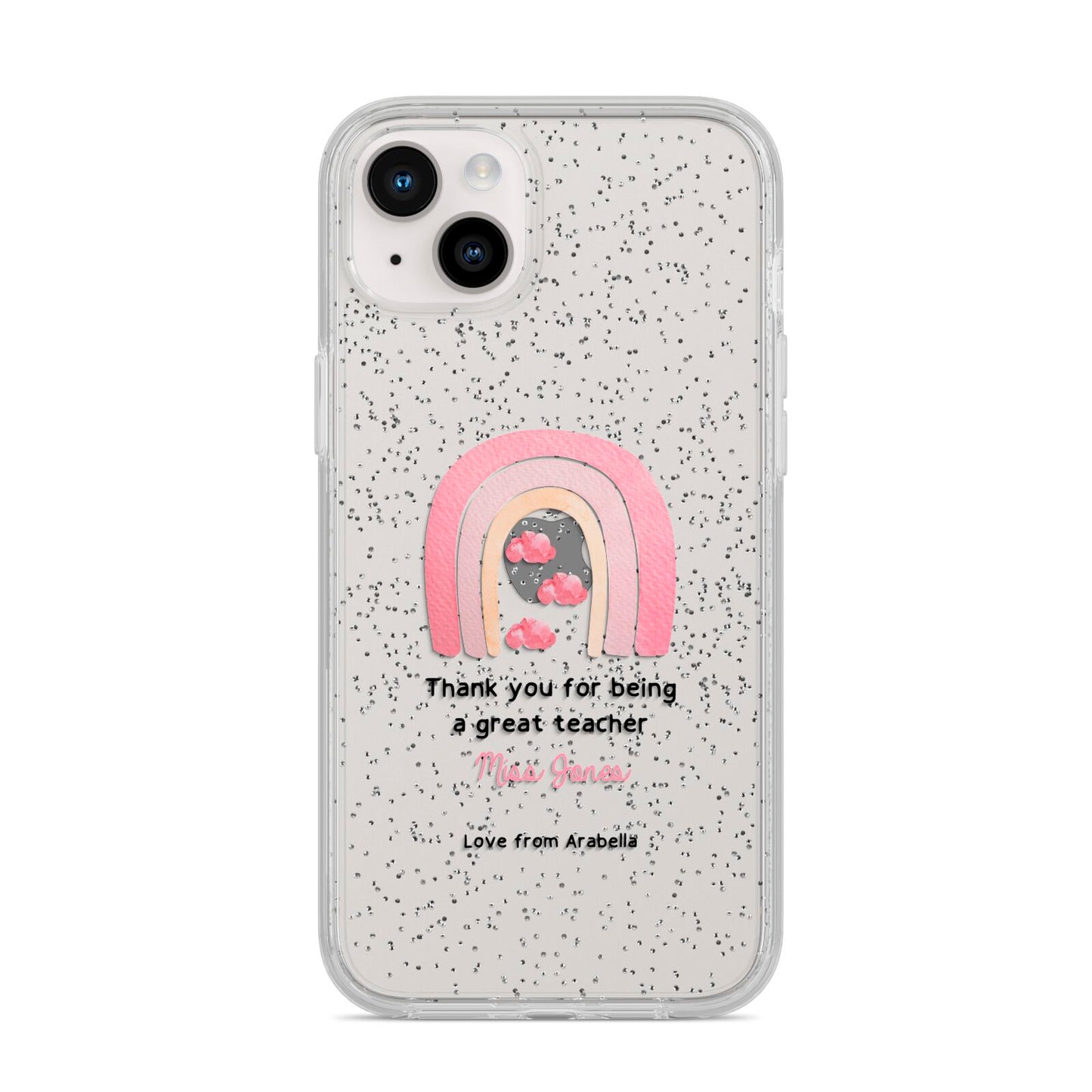 Personalised Teacher Thanks iPhone 14 Plus Glitter Tough Case Starlight