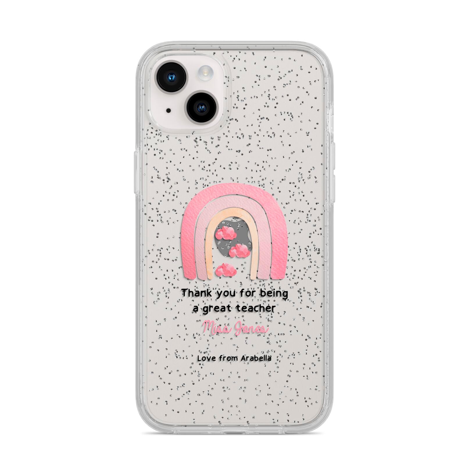 Personalised Teacher Thanks iPhone 14 Plus Glitter Tough Case Starlight