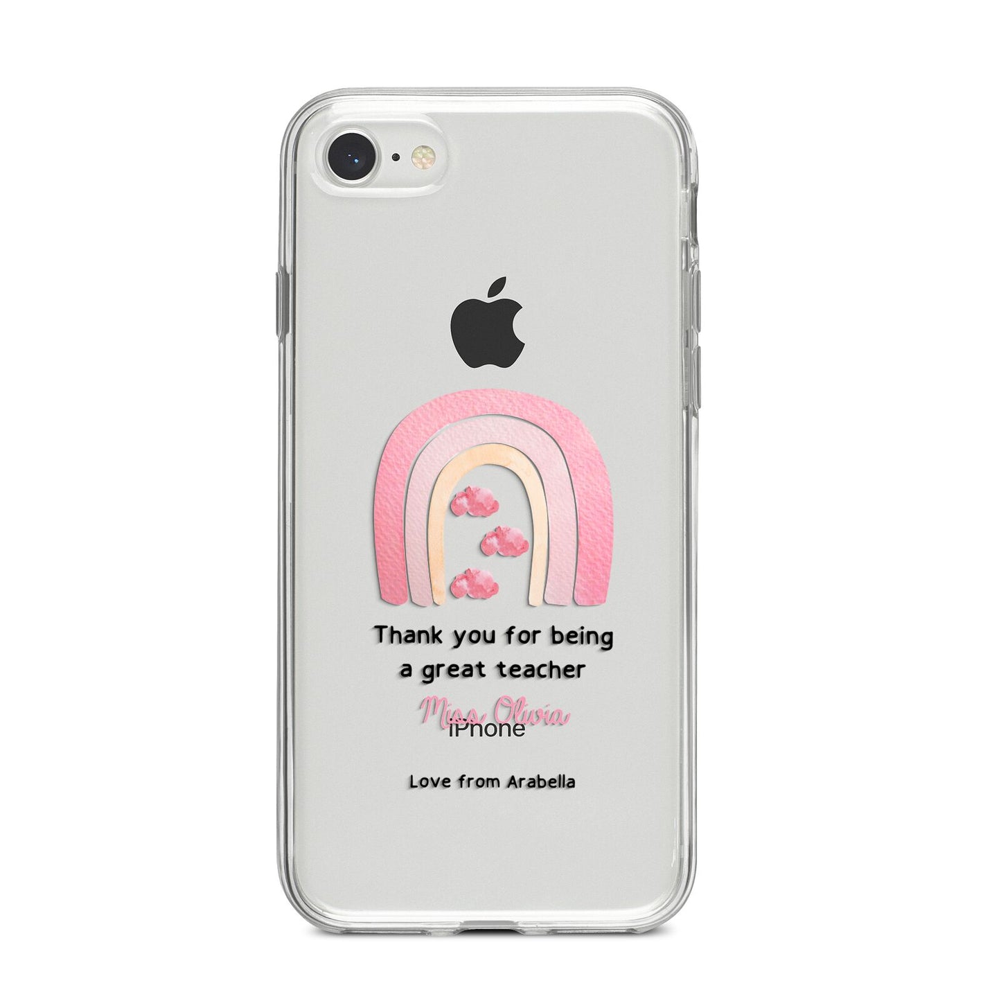 Personalised Teacher Thanks iPhone 8 Bumper Case on Silver iPhone