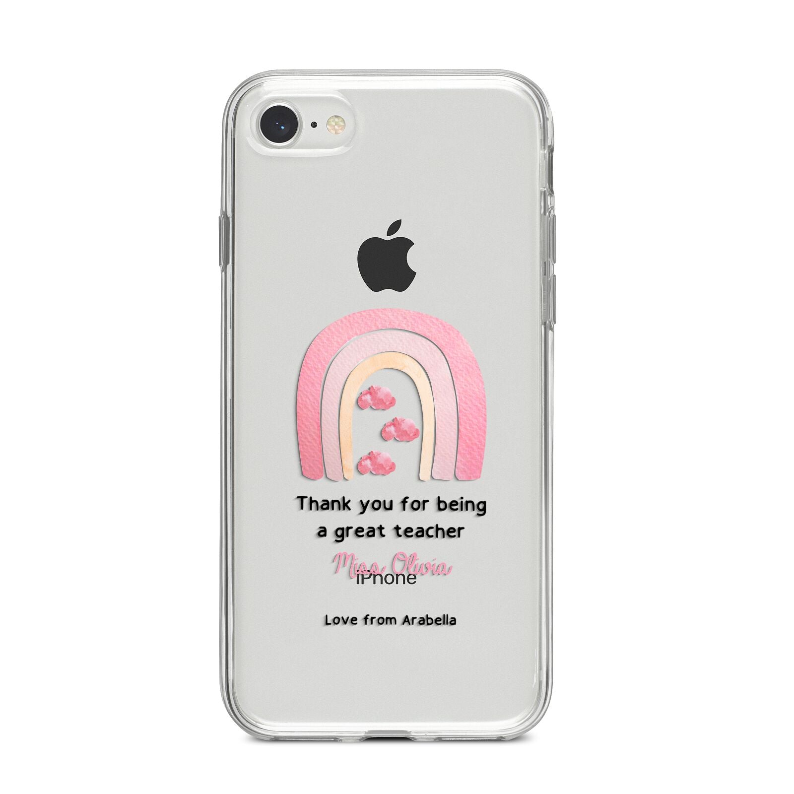 Personalised Teacher Thanks iPhone 8 Bumper Case on Silver iPhone