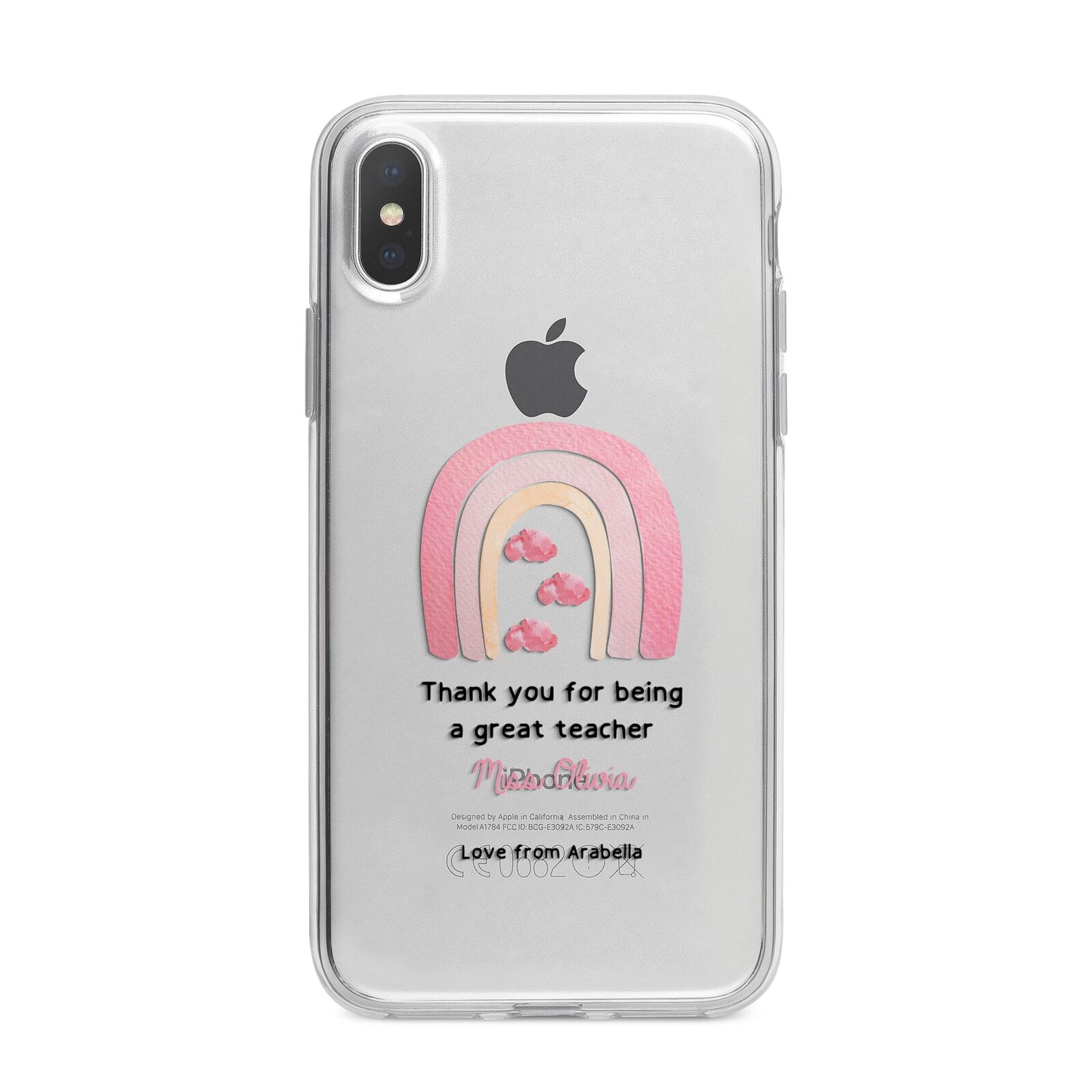 Personalised Teacher Thanks iPhone X Bumper Case on Silver iPhone Alternative Image 1