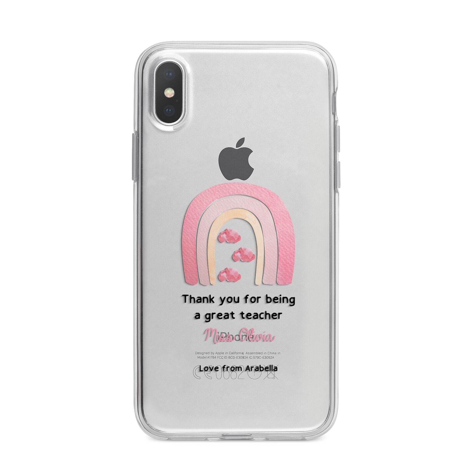 Personalised Teacher Thanks iPhone X Bumper Case on Silver iPhone Alternative Image 1