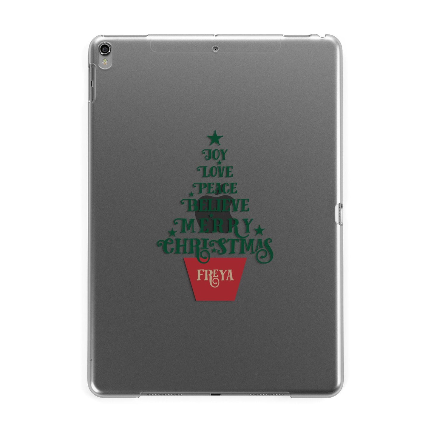 Personalised Text Christmas Tree Apple iPad Grey Case
