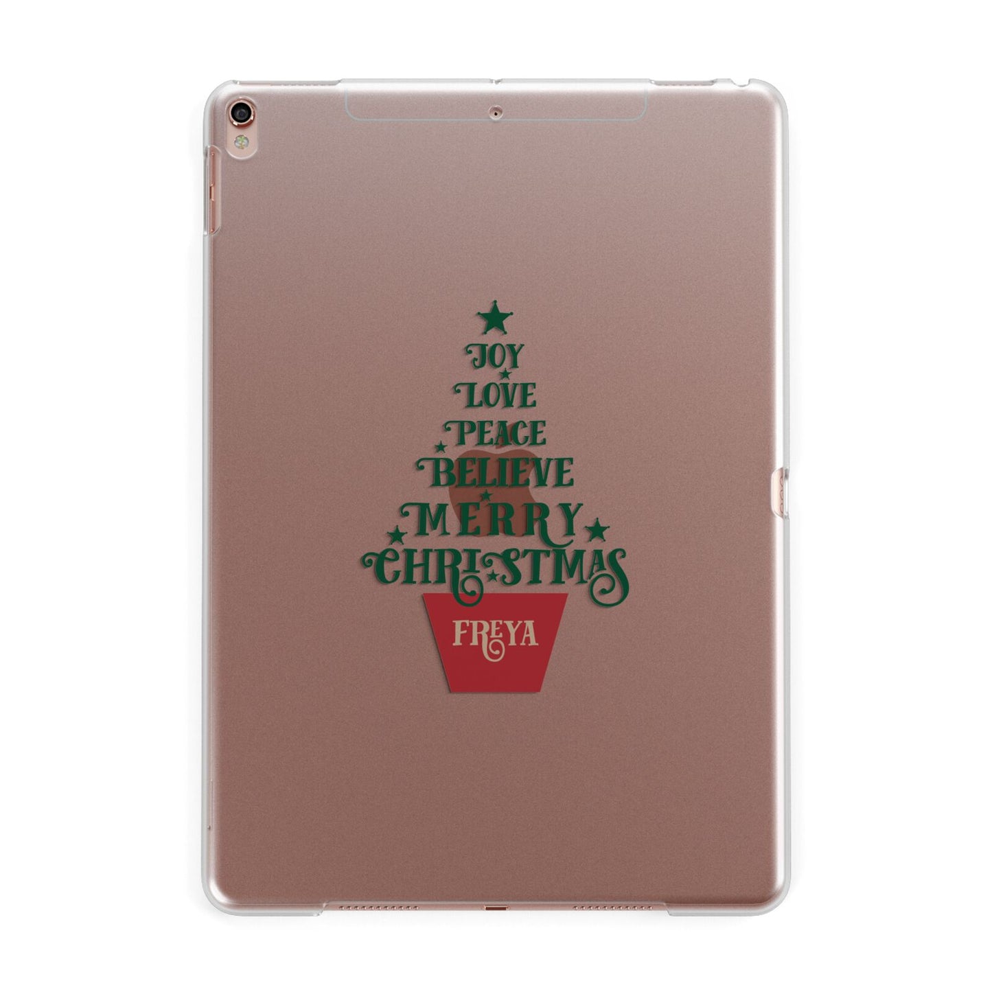 Personalised Text Christmas Tree Apple iPad Rose Gold Case
