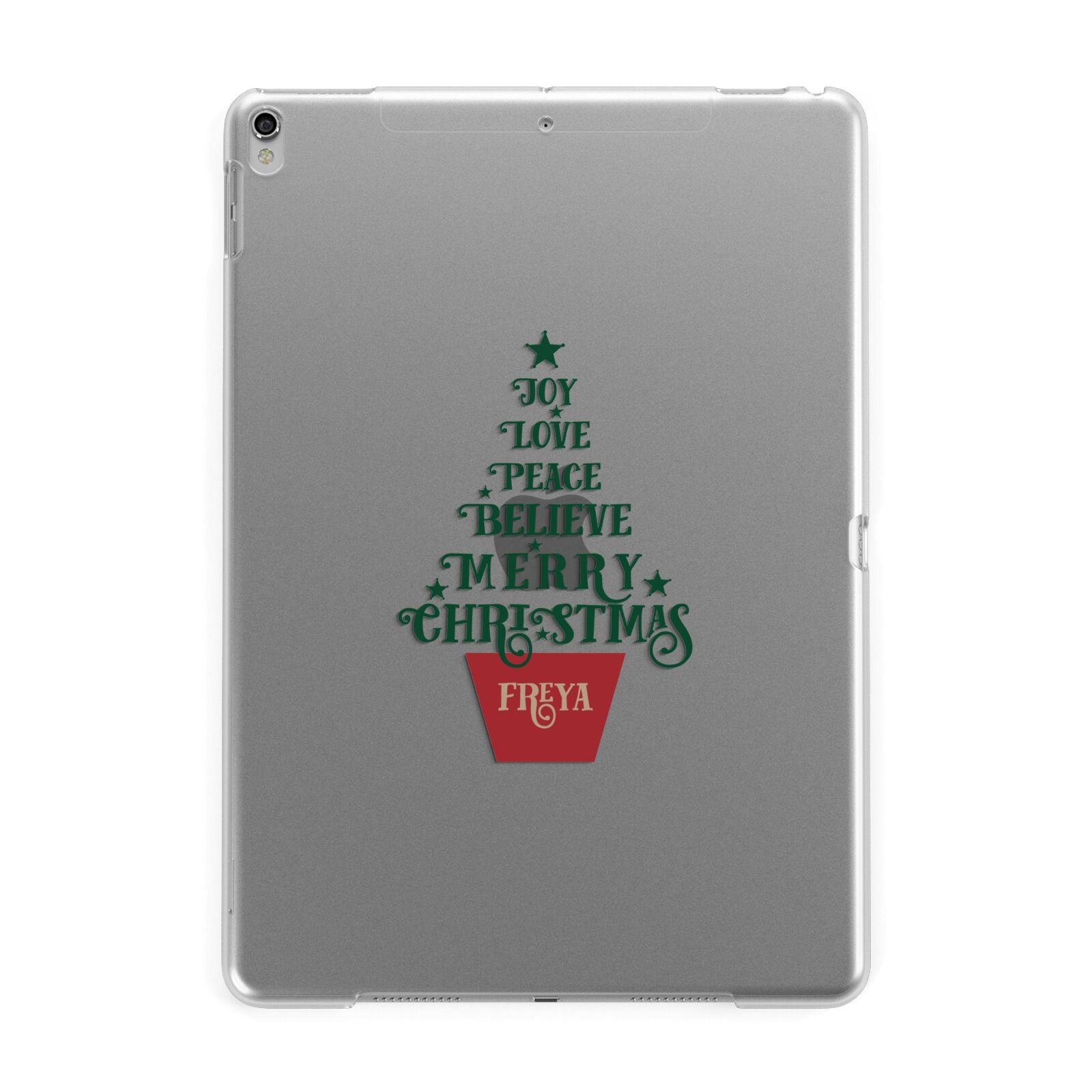 Personalised Text Christmas Tree Apple iPad Silver Case