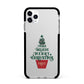 Personalised Text Christmas Tree Apple iPhone 11 Pro Max in Silver with Black Impact Case