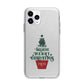 Personalised Text Christmas Tree Apple iPhone 11 Pro in Silver with Bumper Case