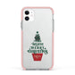 Personalised Text Christmas Tree Apple iPhone 11 in White with Pink Impact Case