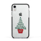 Personalised Text Christmas Tree Apple iPhone XR Impact Case Black Edge on Silver Phone