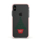 Personalised Text Christmas Tree Apple iPhone Xs Impact Case Pink Edge on Black Phone