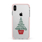 Personalised Text Christmas Tree Apple iPhone Xs Max Impact Case Pink Edge on Silver Phone