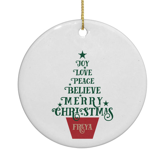 Personalised Text Christmas Tree Circle Decoration