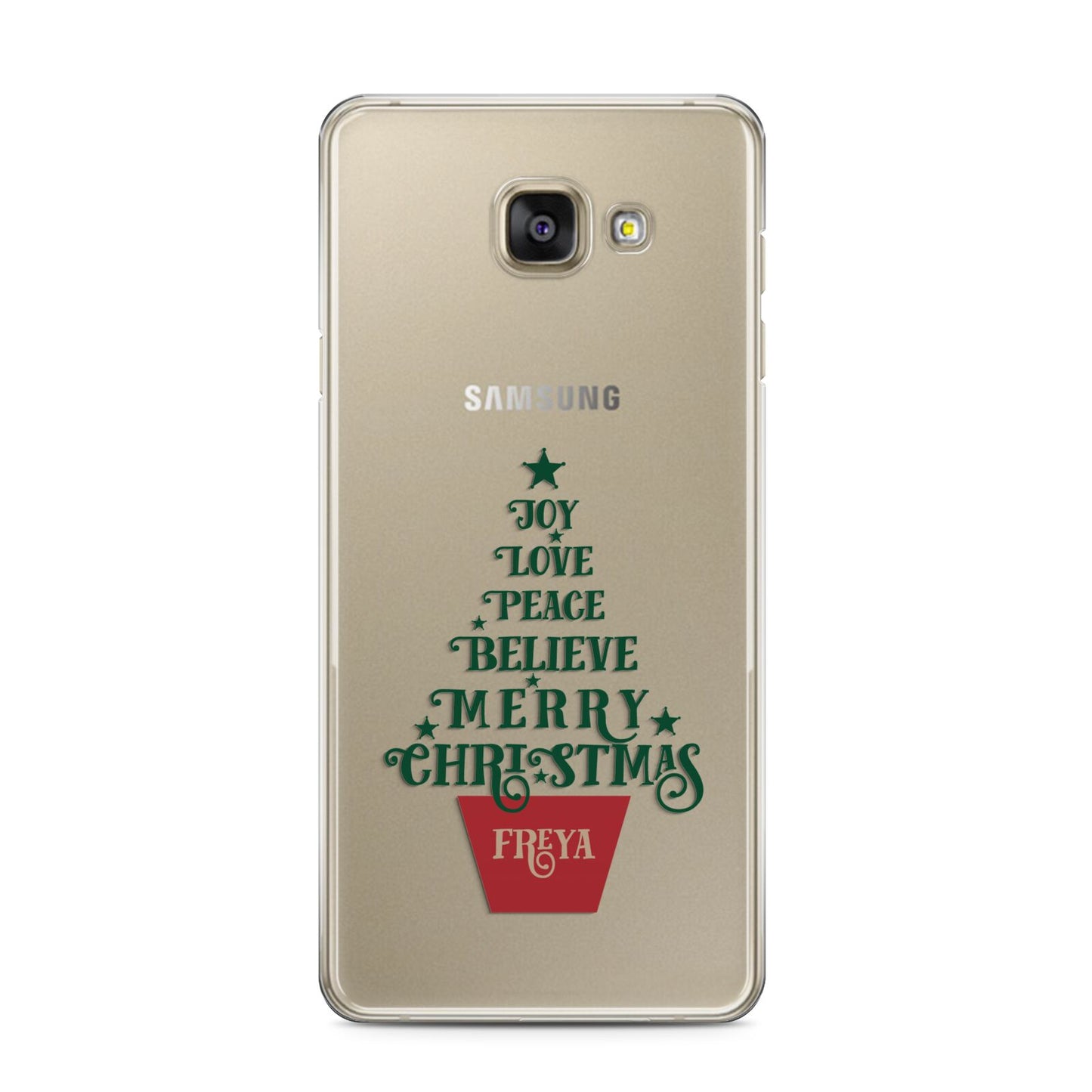 Personalised Text Christmas Tree Samsung Galaxy A3 2016 Case on gold phone