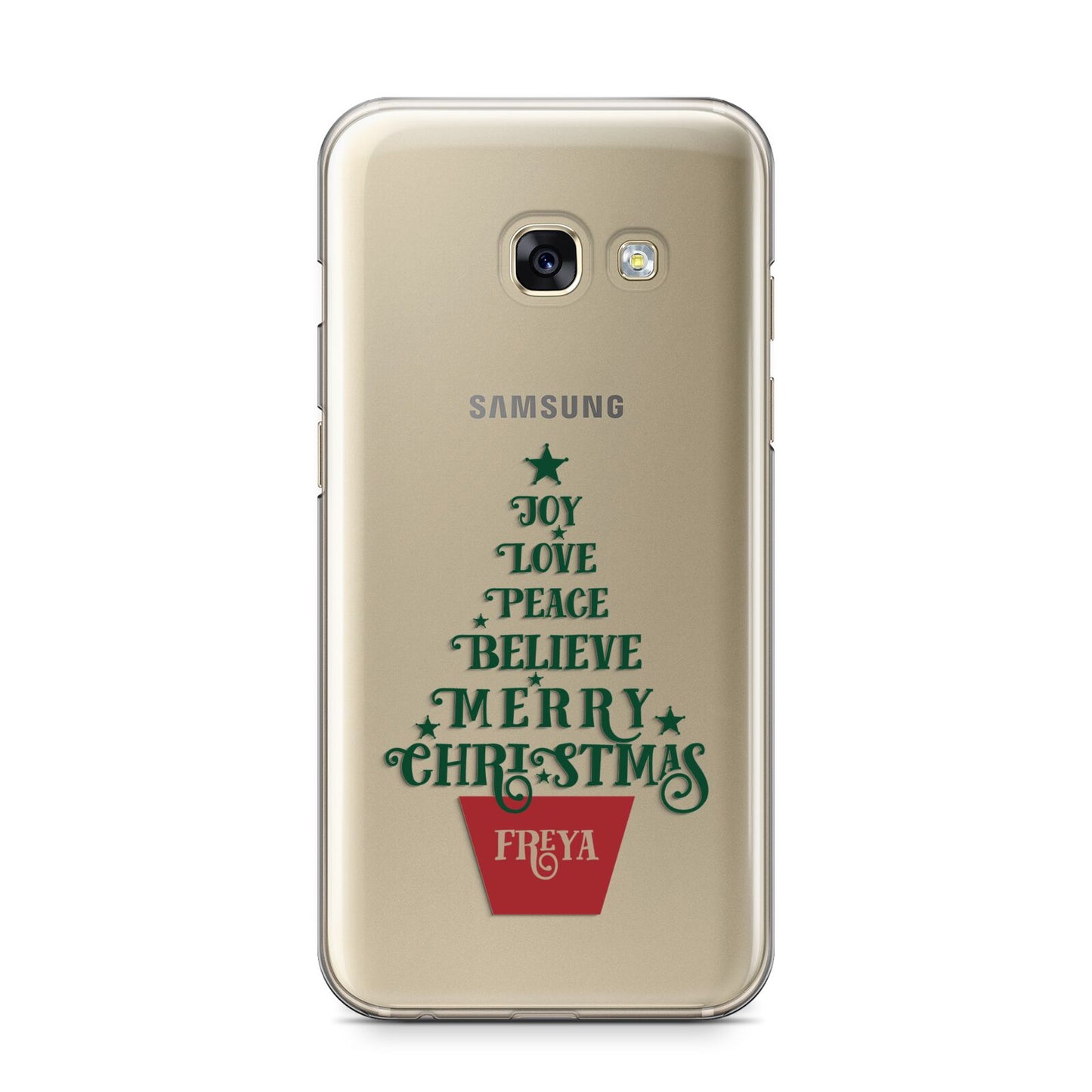 Personalised Text Christmas Tree Samsung Galaxy A3 2017 Case on gold phone