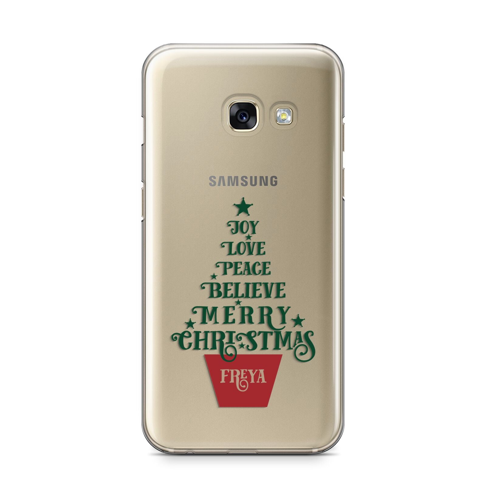 Personalised Text Christmas Tree Samsung Galaxy A3 2017 Case on gold phone