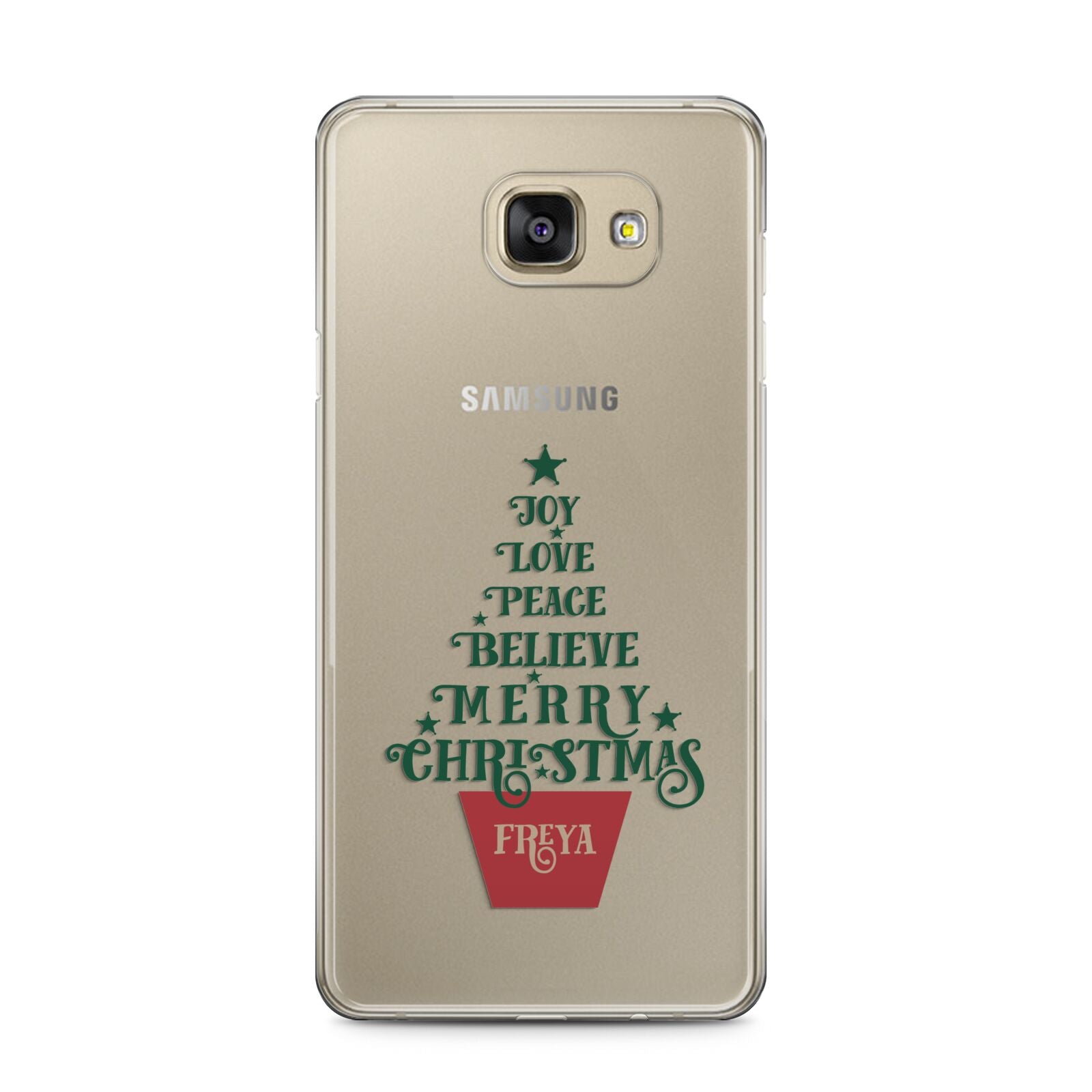 Personalised Text Christmas Tree Samsung Galaxy A5 2016 Case on gold phone