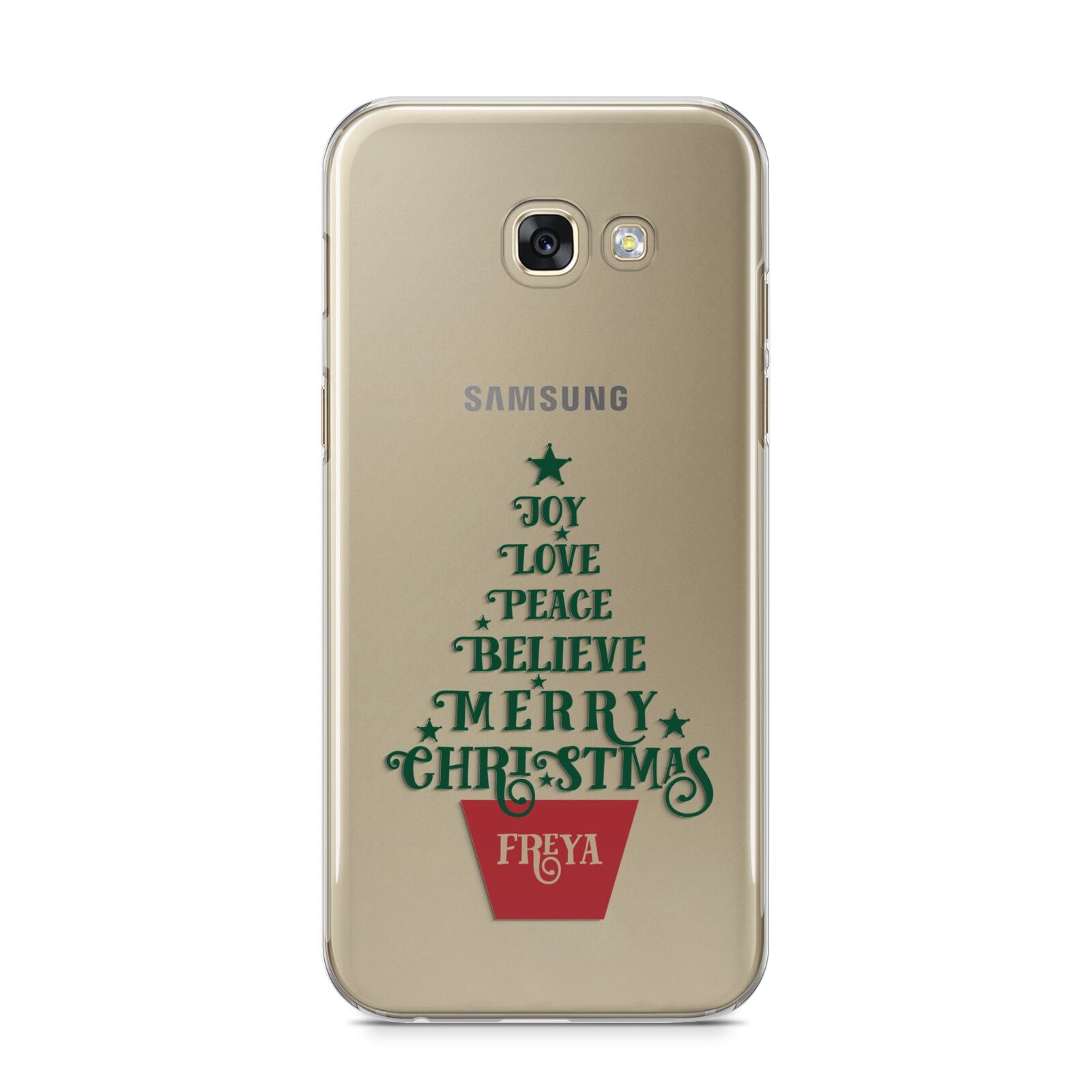 Personalised Text Christmas Tree Samsung Galaxy A5 2017 Case on gold phone