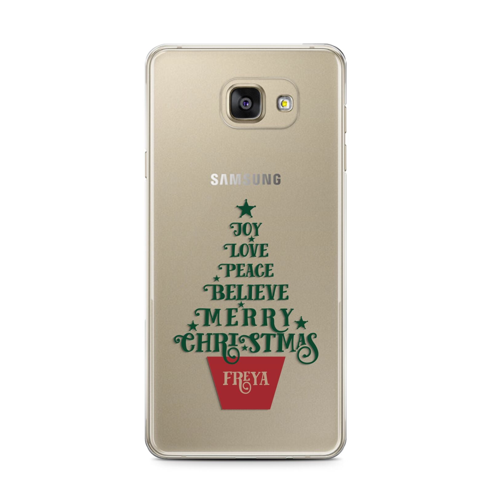 Personalised Text Christmas Tree Samsung Galaxy A7 2016 Case on gold phone