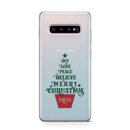 Personalised Text Christmas Tree Samsung Galaxy S10 Case