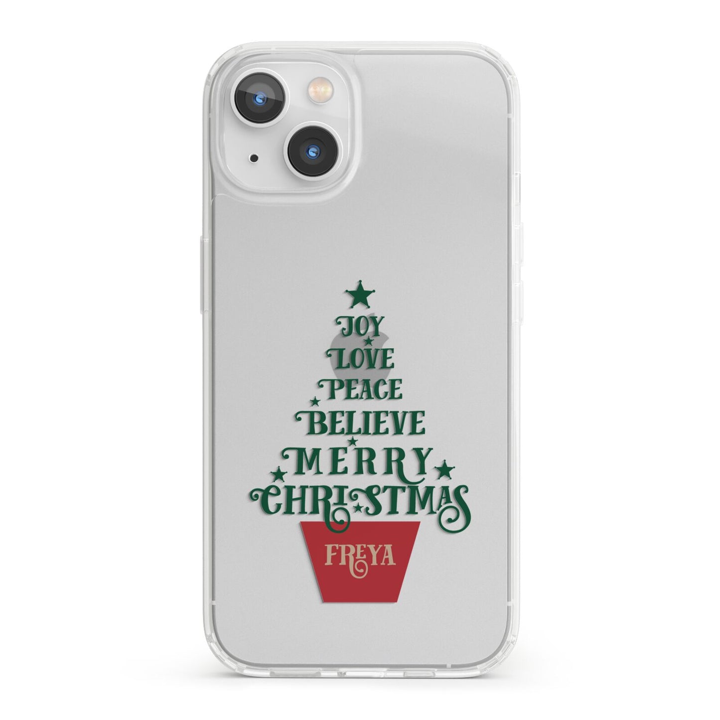 Personalised Text Christmas Tree iPhone 13 Clear Bumper Case