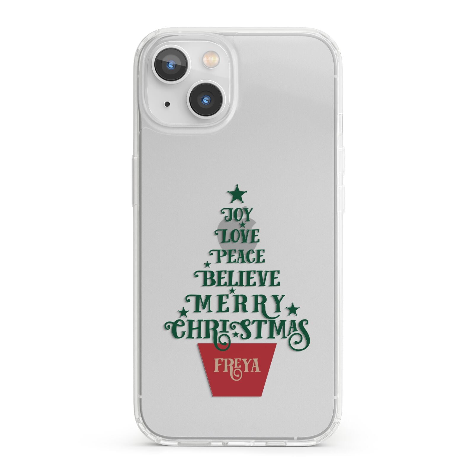 Personalised Text Christmas Tree iPhone 13 Clear Bumper Case