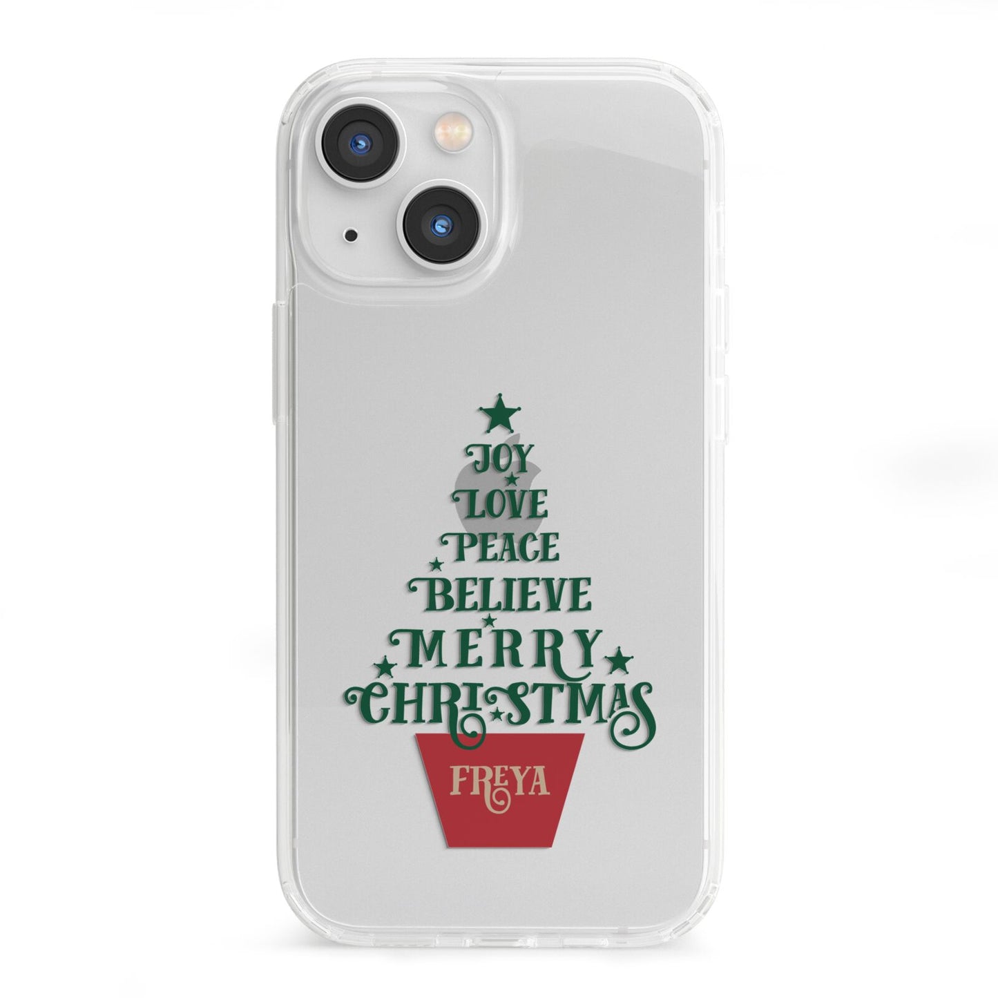 Personalised Text Christmas Tree iPhone 13 Mini Clear Bumper Case