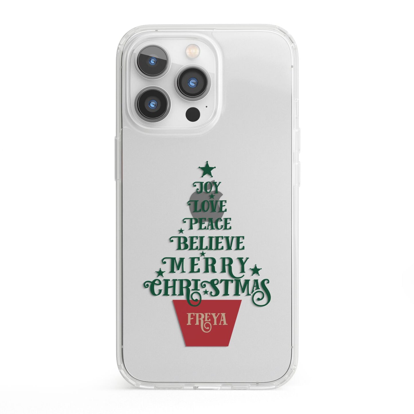 Personalised Text Christmas Tree iPhone 13 Pro Clear Bumper Case