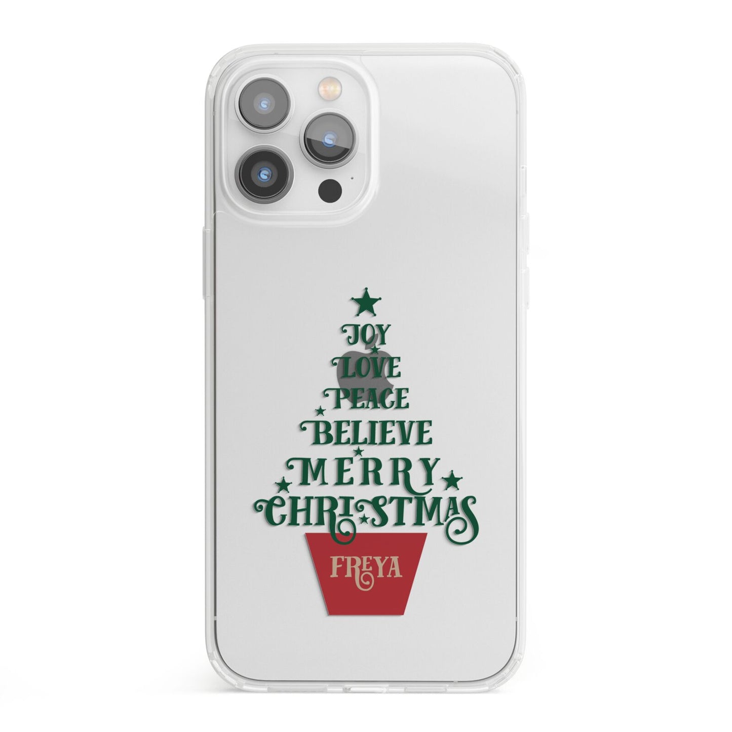 Personalised Text Christmas Tree iPhone 13 Pro Max Clear Bumper Case