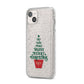 Personalised Text Christmas Tree iPhone 14 Plus Glitter Tough Case Starlight Angled Image