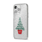 Personalised Text Christmas Tree iPhone 14 Pro Max Glitter Tough Case Silver Angled Image
