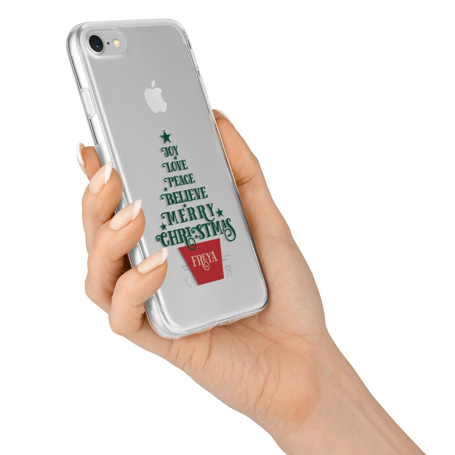 Personalised Text Christmas Tree iPhone 7 Bumper Case on Silver iPhone Alternative Image