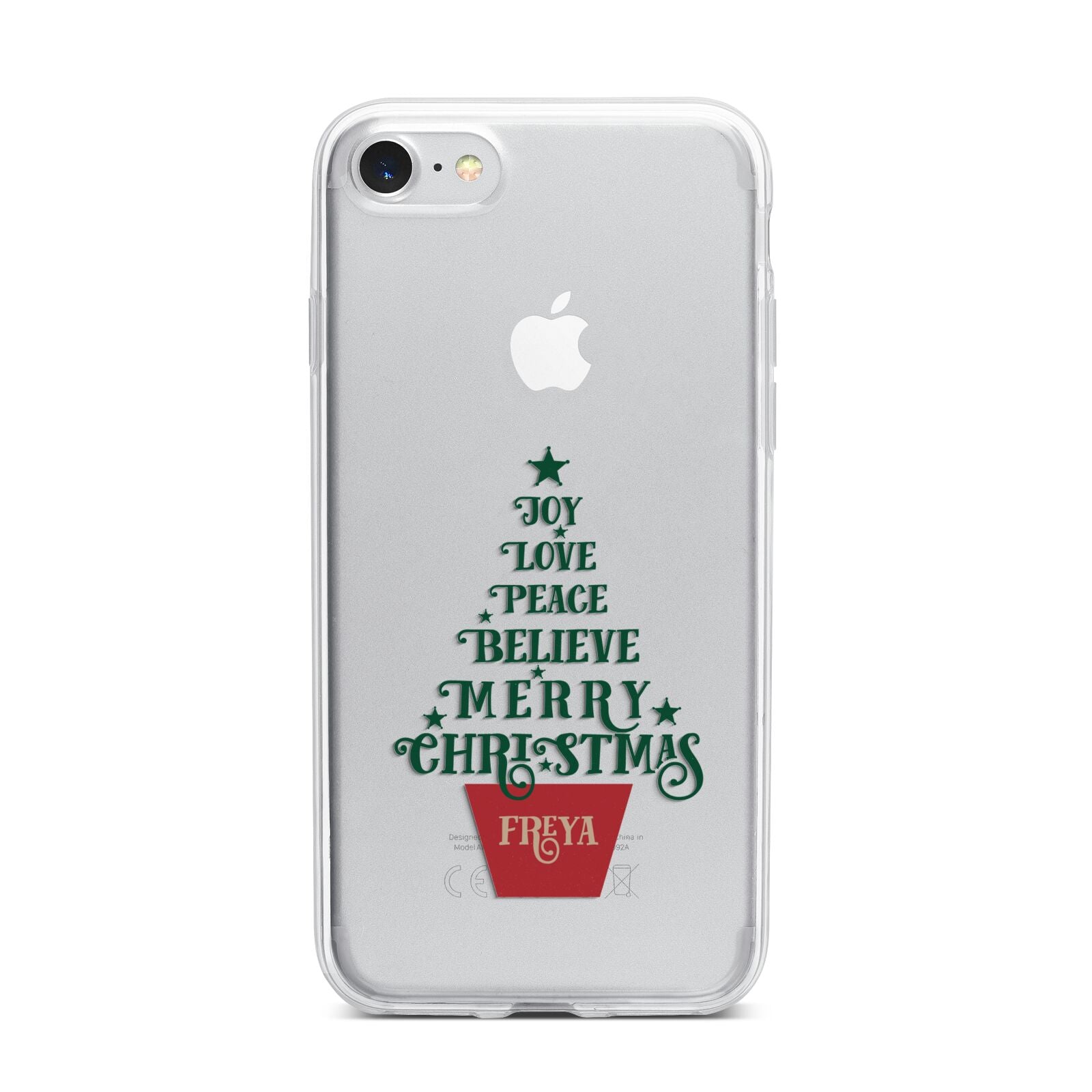 Personalised Text Christmas Tree iPhone 7 Bumper Case on Silver iPhone